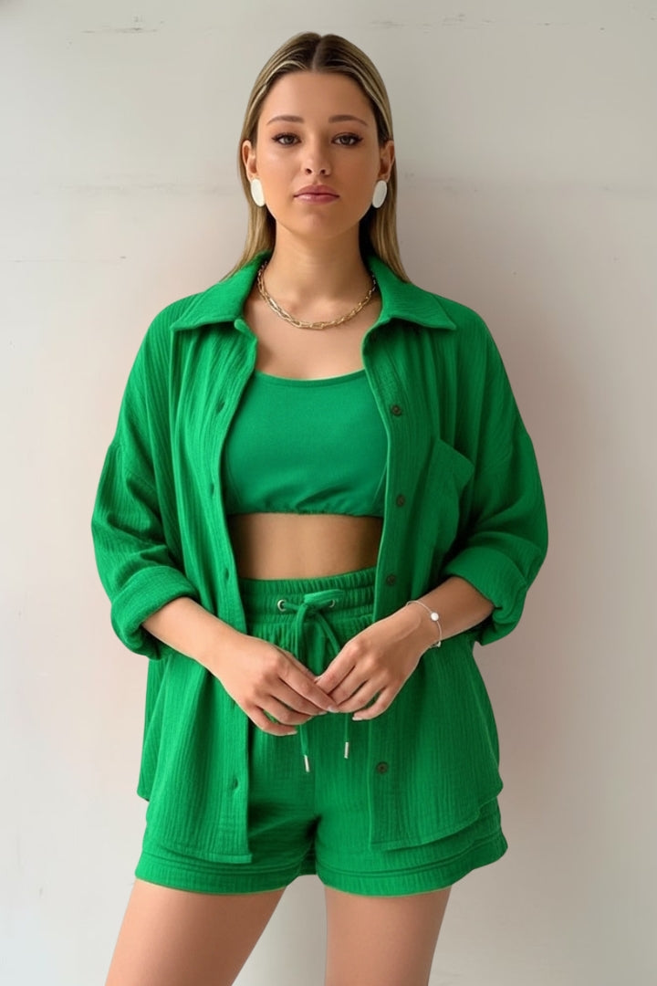 Vivienne | Oversized Blouse and Muslin Shorts Set