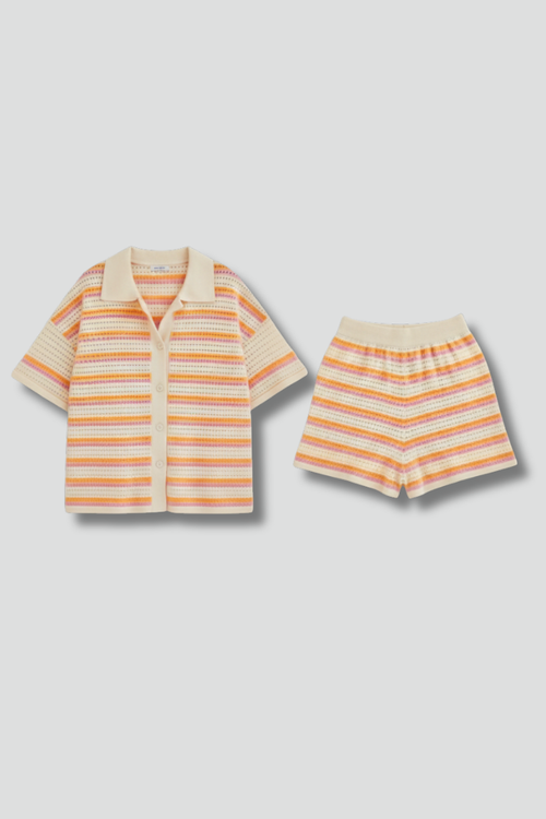 Luna | Chic Short Sleeve Set with Tailored Shorts