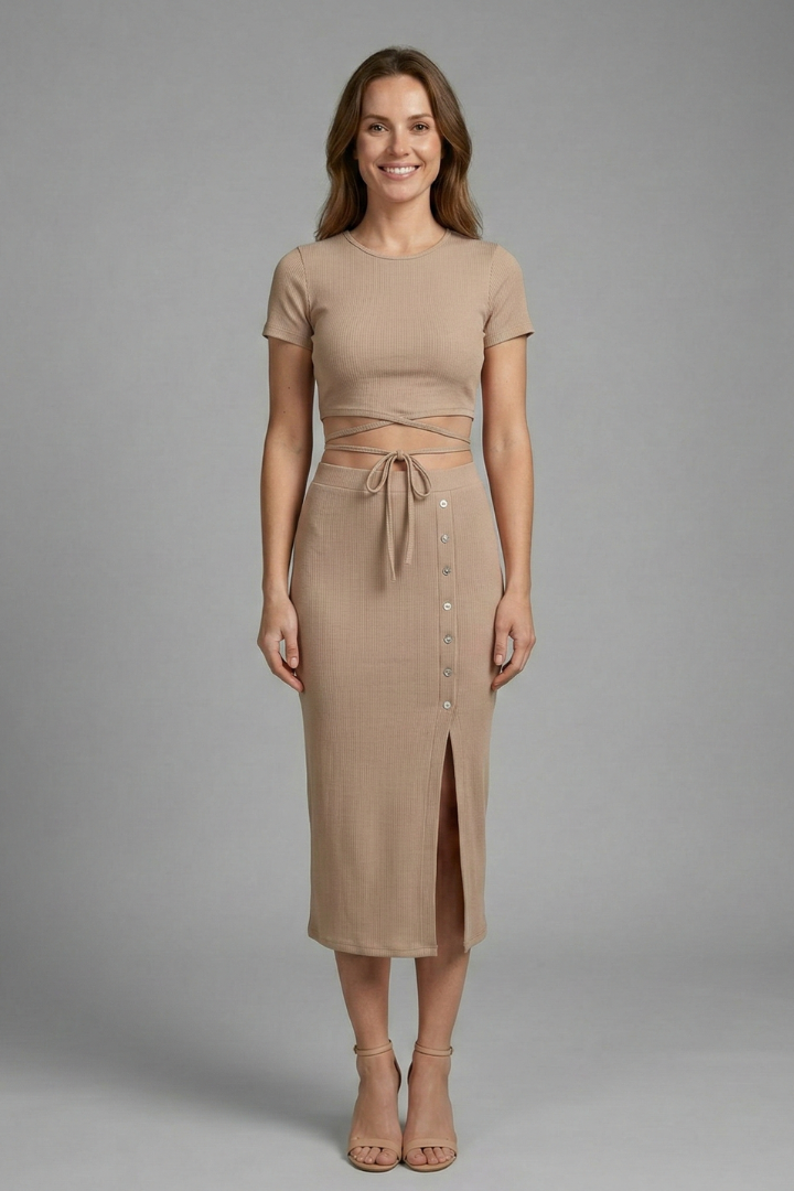 Lila | Chic Sleeveless Top and Midi Skirt Set