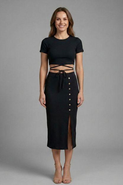 Lila | Chic Sleeveless Top and Midi Skirt Set