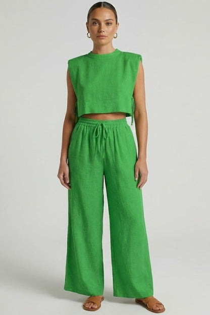 Lila | Chic Two Piece Set with Sleeveless Top and Wide Leg Pants