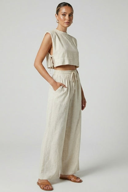 Lila | Chic Two Piece Set with Sleeveless Top and Wide Leg Pants