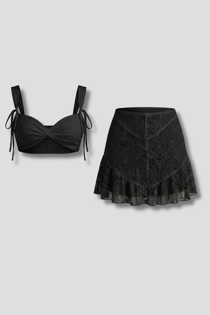 Lila | Chic Strap Top and Lace Skirt Set