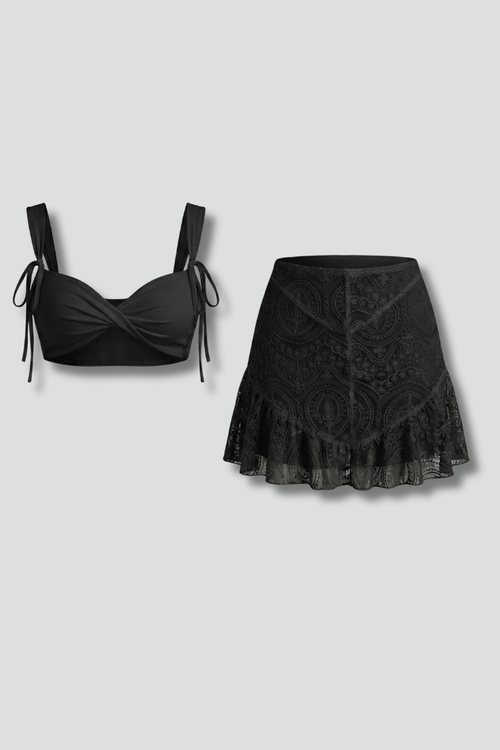 Lila | Chic Strap Top and Lace Skirt Set