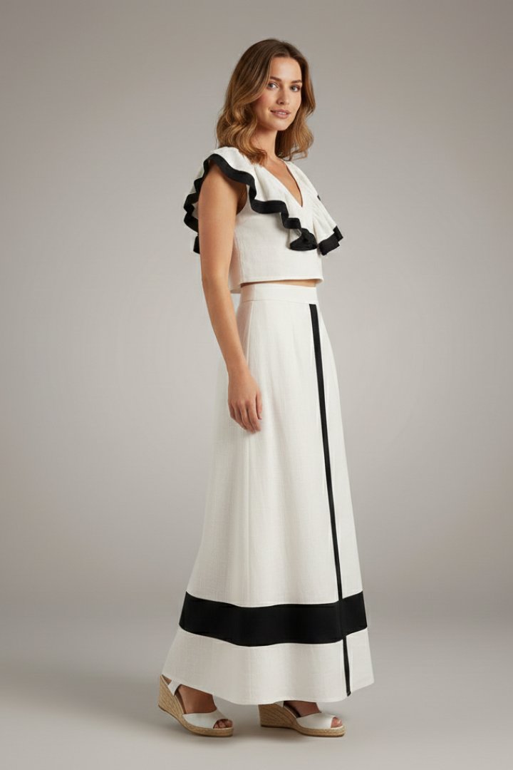 Lila | V-Neck Top and Midi Skirt Set