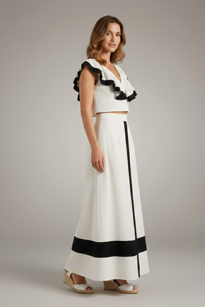 Lila | V-Neck Top and Midi Skirt Set