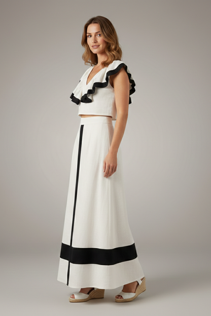 Lila | V-Neck Top and Midi Skirt Set