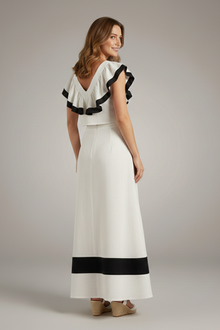 Lila | V-Neck Top and Midi Skirt Set