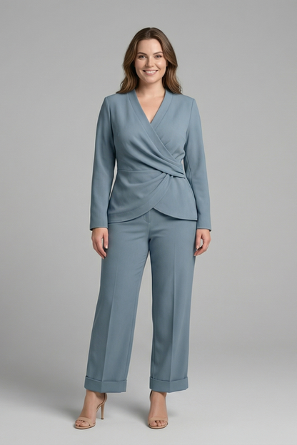 Lena | Chic Wrap Top and Cropped Trousers Set