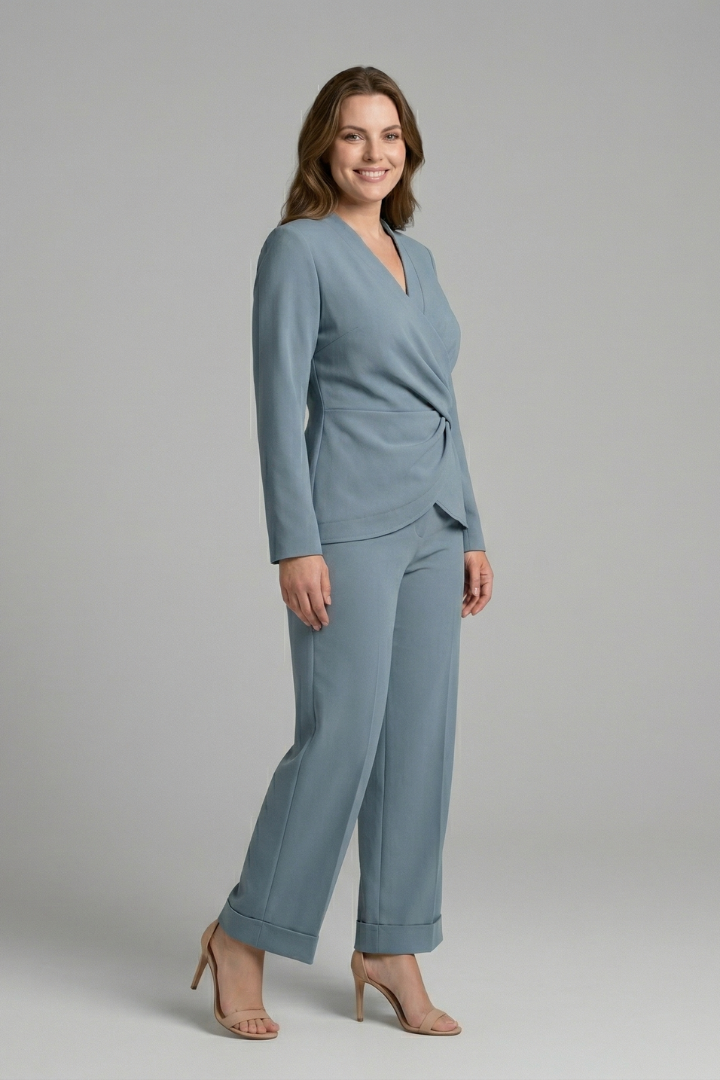 Lena | Chic Wrap Top and Cropped Trousers Set