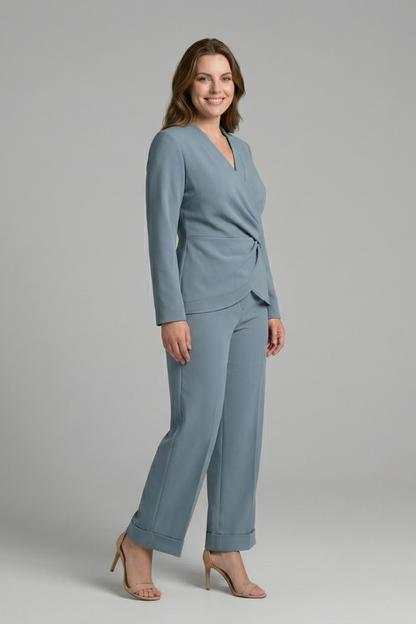 Lena | Chic Wrap Top and Cropped Trousers Set