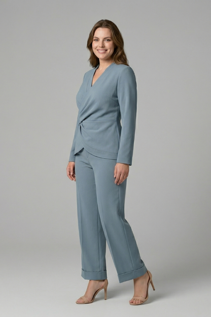Lena | Chic Wrap Top and Cropped Trousers Set