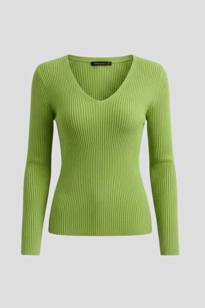 Elena | V-Neck Knit Jumper with Long Sleeves