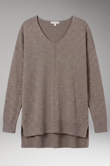 Lila | Textured Knit V-Neck Sweater with Chevron Pattern