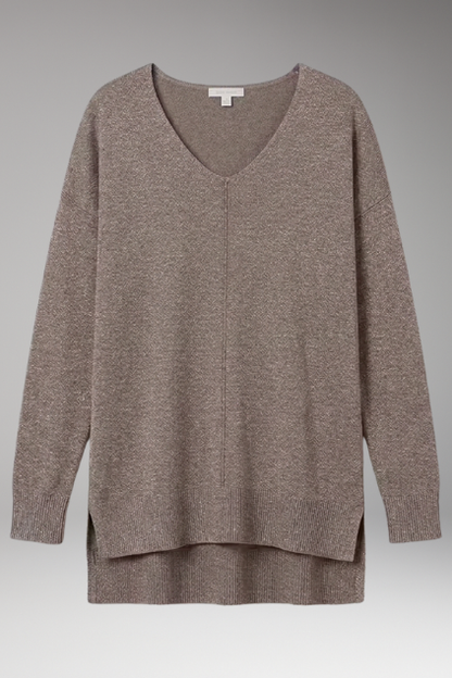 Lila | Textured Knit V-Neck Sweater with Chevron Pattern