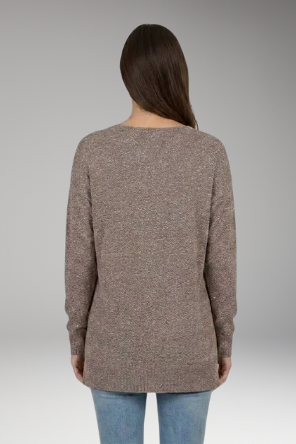 Lila | Textured Knit V-Neck Sweater with Chevron Pattern