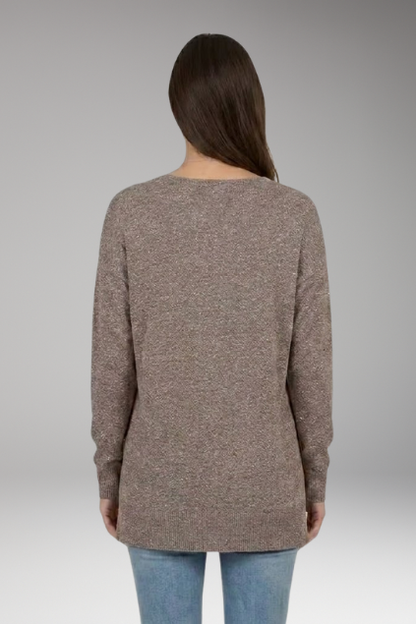 Lila | Textured Knit V-Neck Sweater with Chevron Pattern