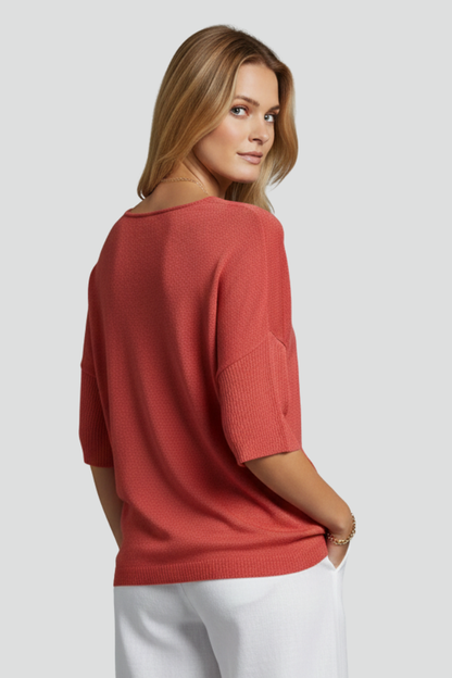 Lena | V-Neck Relaxed Top with Short Sleeves