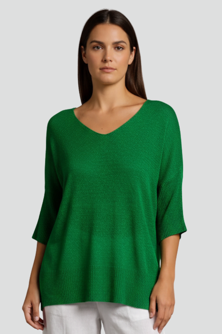 Lena | V-Neck Relaxed Top with Short Sleeves