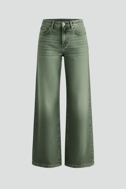 Lena | High-Rise Wide-Leg Jeans with Front Closure