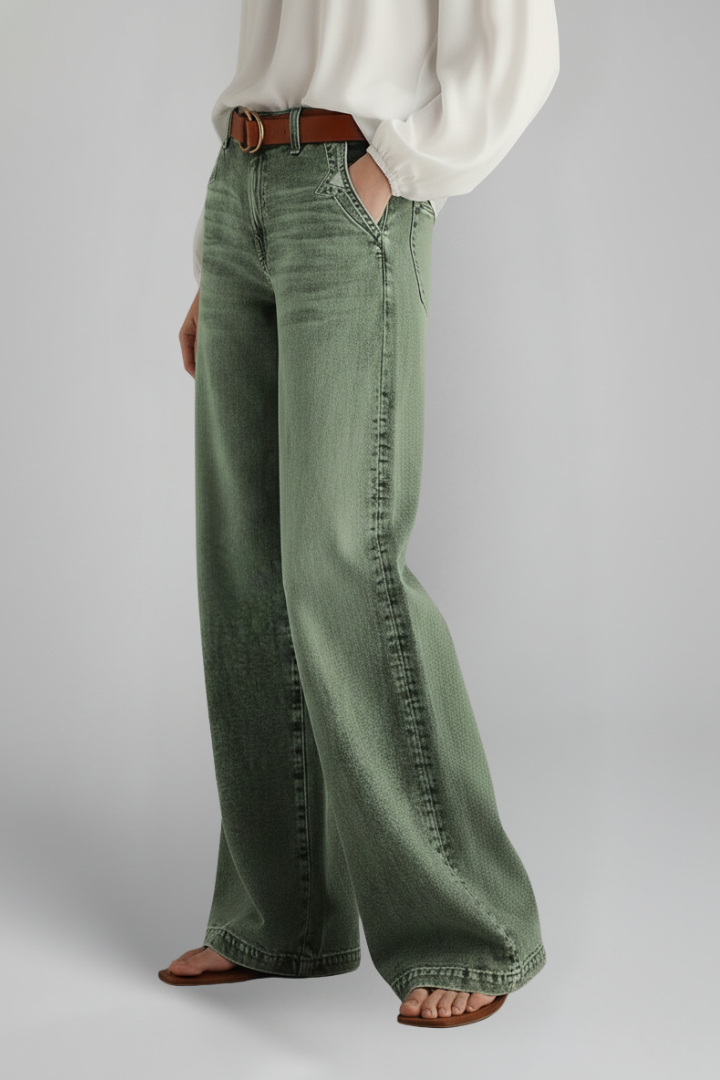 Lena | High-Rise Wide-Leg Jeans with Front Closure
