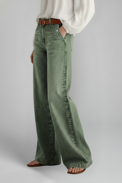 Lena | High-Rise Wide-Leg Jeans with Front Closure