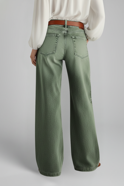 Lena | High-Rise Wide-Leg Jeans with Front Closure