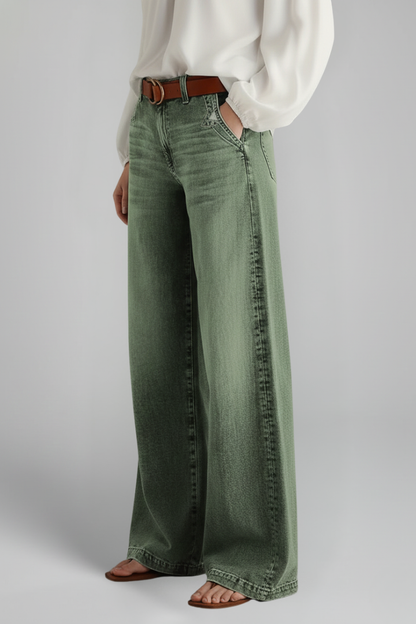 Lena | High-Rise Wide-Leg Jeans with Front Closure