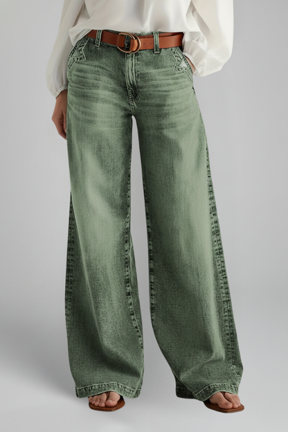 Lena | High-Rise Wide-Leg Jeans with Front Closure