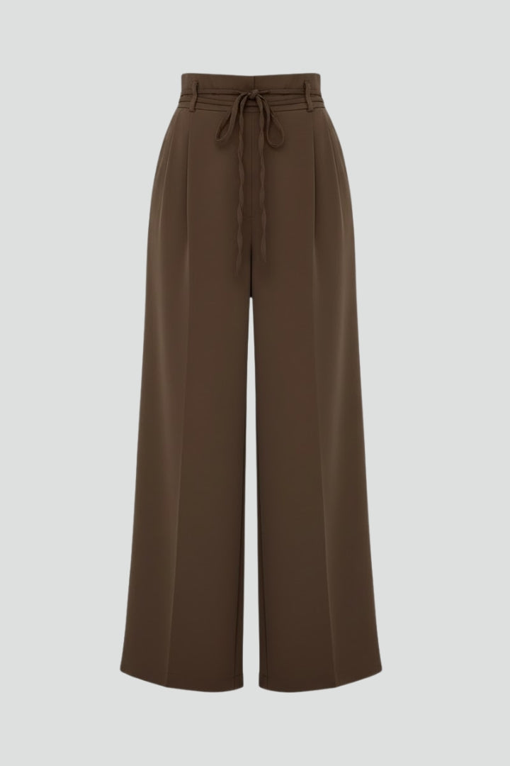 Lena | High-Rise Wide Leg Trousers with Tie Waist