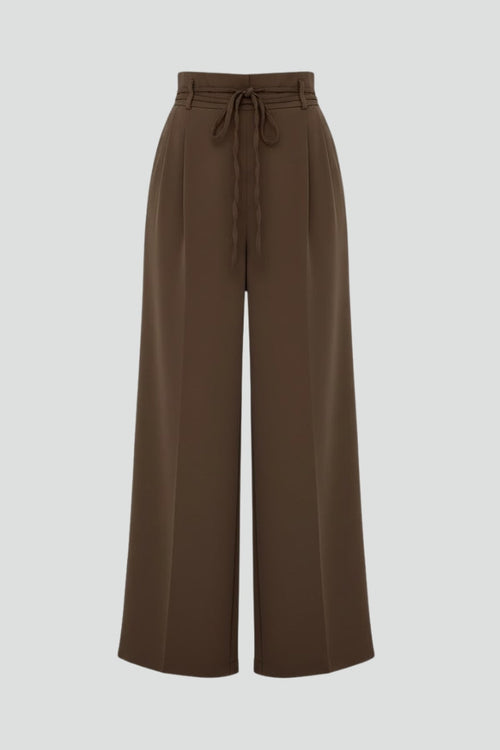 Lena | High-Rise Wide Leg Trousers with Tie Waist