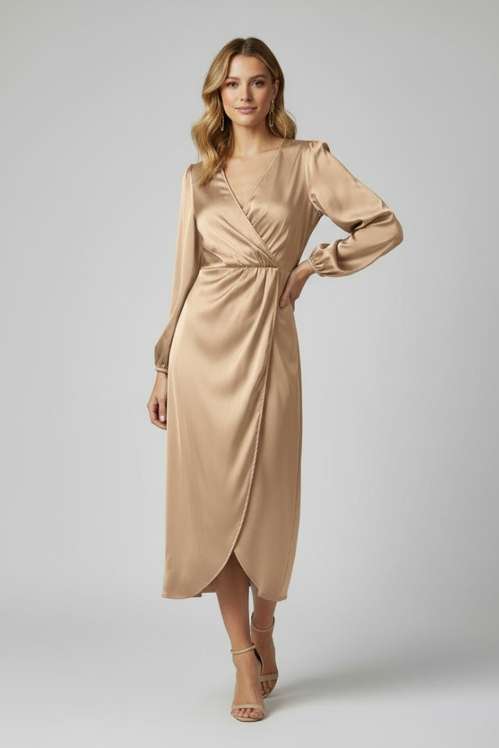 Isla | Elegant Wrap Dress with Deep V Neckline