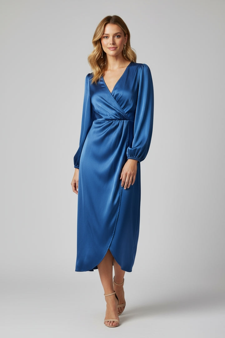 Isla | Elegant Wrap Dress with Deep V Neckline