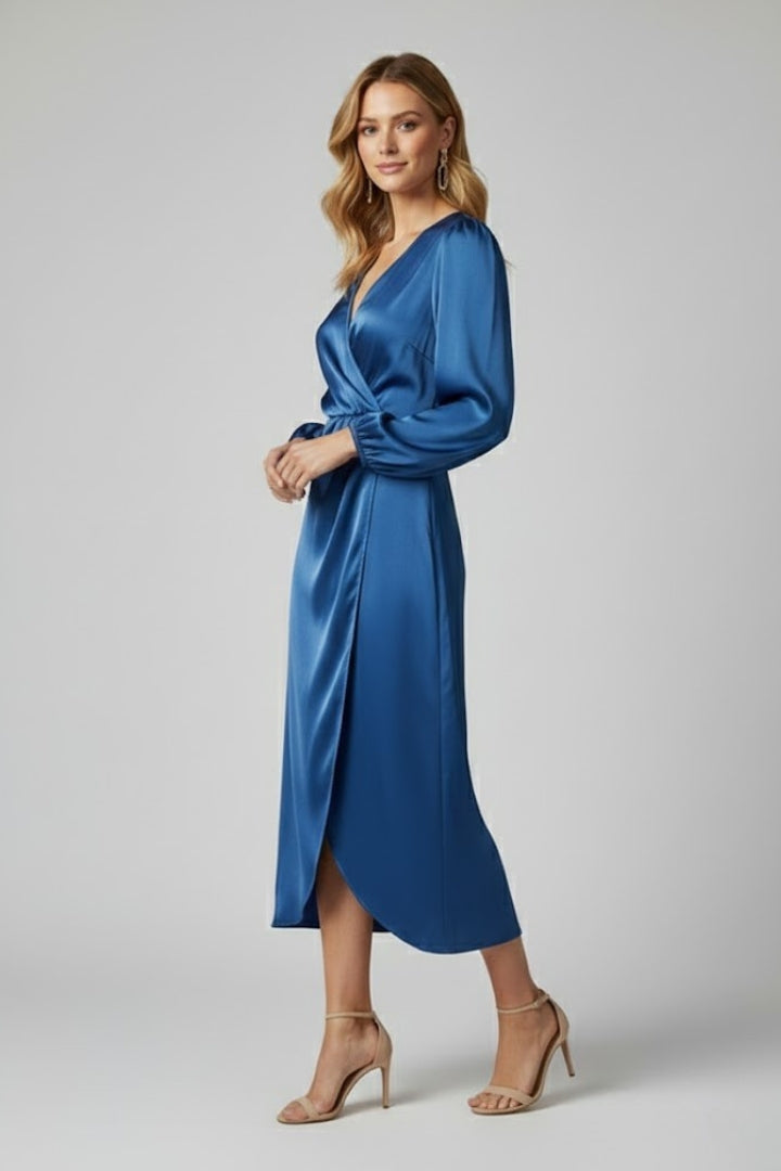 Isla | Elegant Wrap Dress with Deep V Neckline