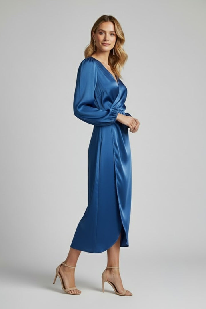 Isla | Elegant Wrap Dress with Deep V Neckline