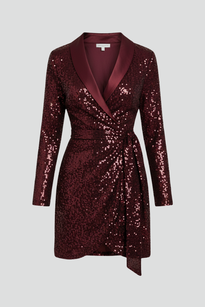 Elena | Draped Sequin Wrap Dress