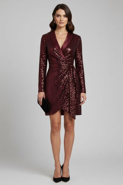 Elena | Draped Sequin Wrap Dress