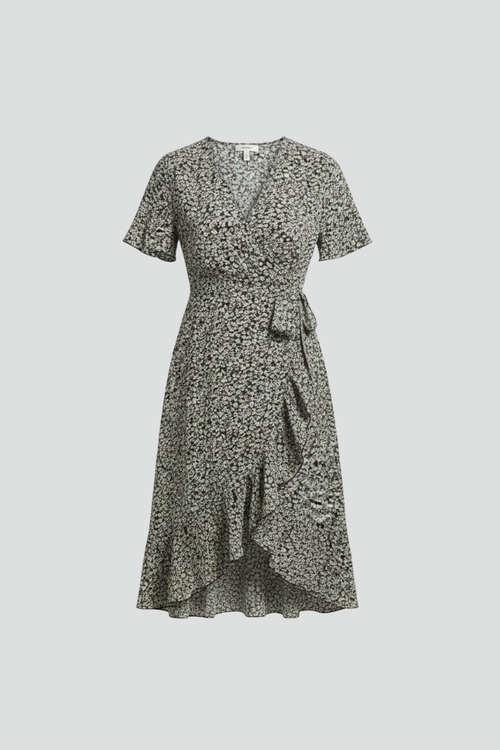 Lila | Elegant V-Neck Wrap Dress with Short Sleeves