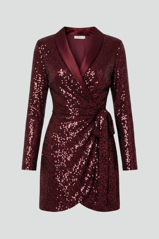 Vivienne | Elegant V Neck Wrap Dress with Long Sleeves