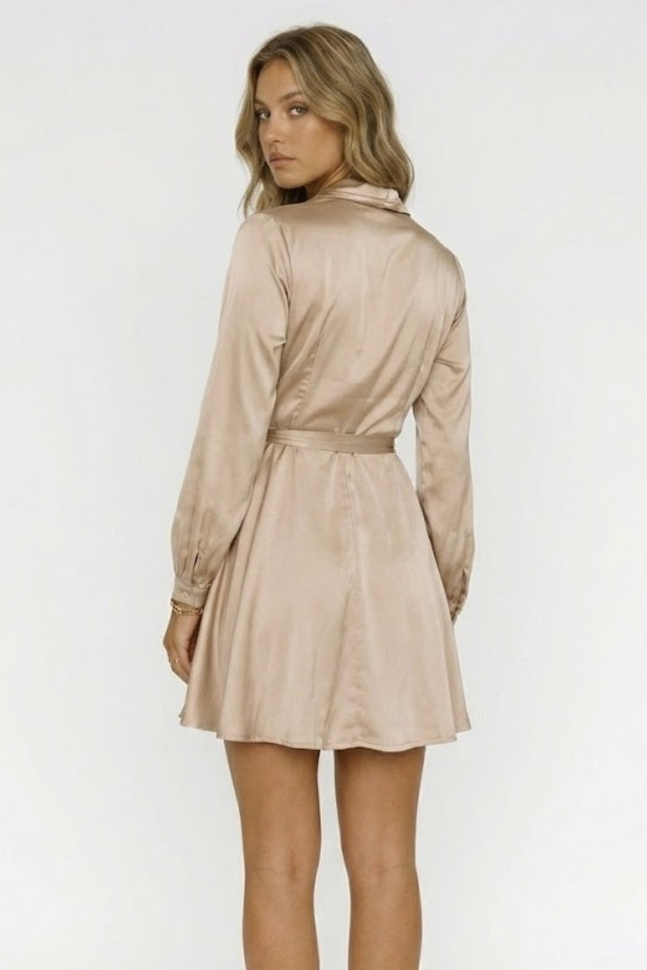 Lena | V Neck Wrap Mini Dress with Waist Tie