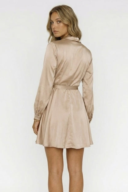 Lena | V Neck Wrap Mini Dress with Waist Tie