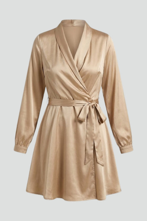 Lena | V Neck Wrap Mini Dress with Waist Tie