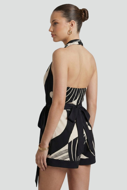 Lena | Wrap Halter Mini Dress with Tie Waist