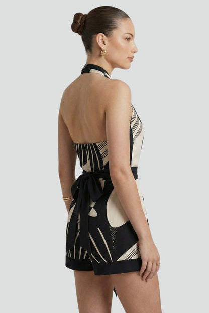Lena | Wrap Halter Mini Dress with Tie Waist