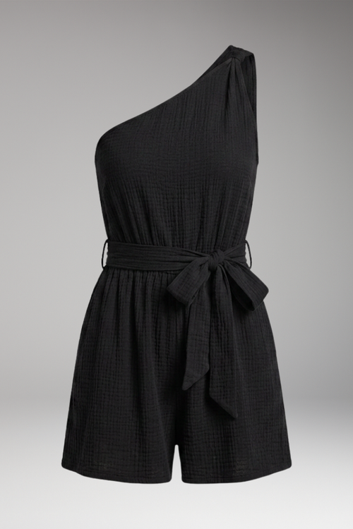 Lila | One-Shoulder Tied Romper with Pockets