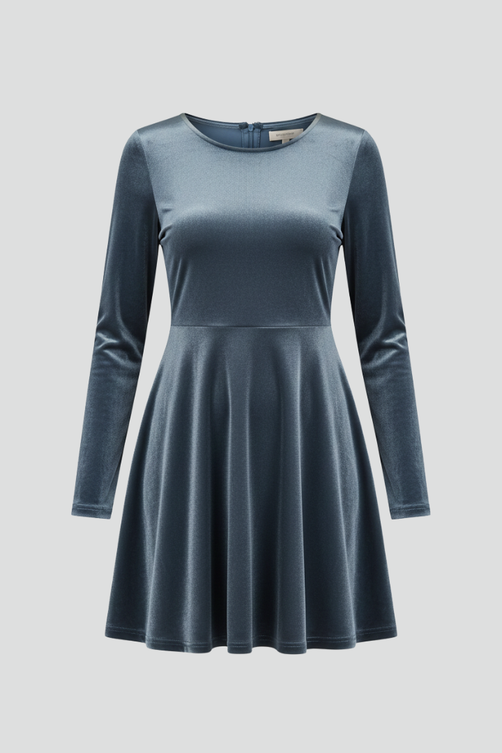 Lila | Chic Mini Dress with Round Neckline and Long Sleeves