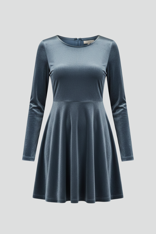 Lila | Chic Mini Dress with Round Neckline and Long Sleeves