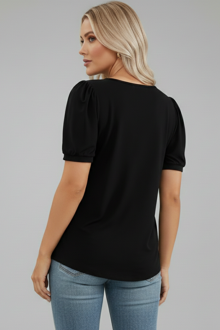 Luna | Chic Round Neck Puff Sleeve T-Shirt