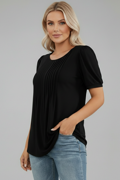 Luna | Chic Round Neck Puff Sleeve T-Shirt