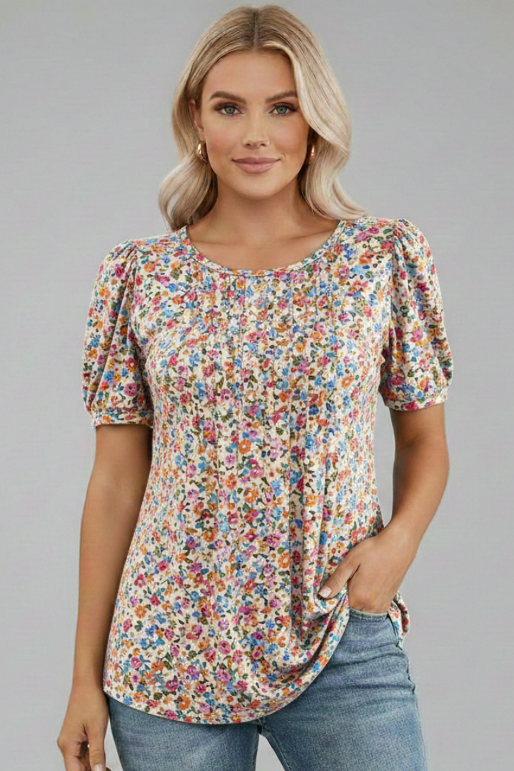 Luna | Chic Round Neck Puff Sleeve T-Shirt